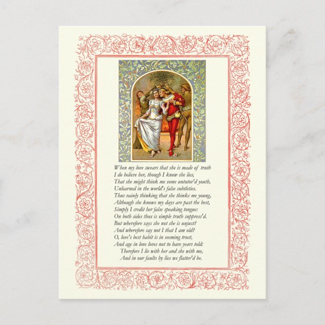 Sonnet Number 138 av William Shakespeare Vykort (Framsida)