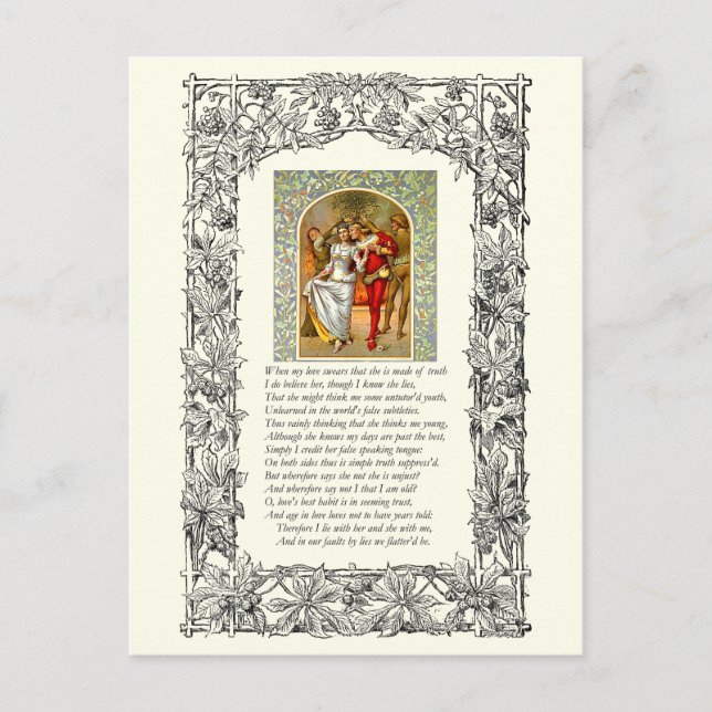 Sonnet Number 138 av William Shakespeare Vykort (Framsida)