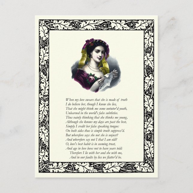 Sonnet Number 138 av William Shakespeare Vykort (Framsida)