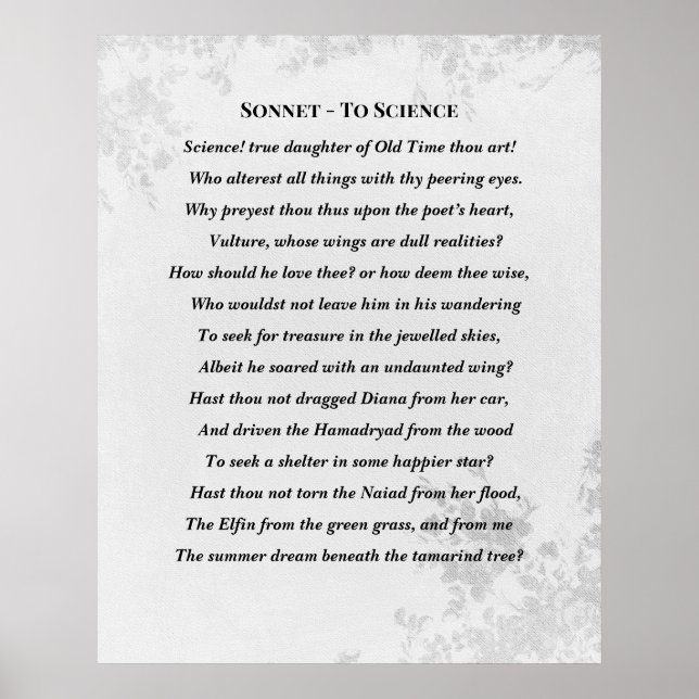 Sonnet to Science Edgar Allan Poe Dikt Poster (Framsidan)