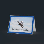 Sono Birthday Bird Surfing Card Kort<br><div class="desc">Fantastisk-foto av en pojke som kör bakifrån av en fågel till surfan i himlar finns på det här födelsedagskalenderkortet för en son. Kortets framsida lyder: "Son, May Your Birthday", och på kortets insida står det: "Be High Flies Roligt, Grattis på födelsedagen!"! Ett underbart kort till ge en son på hans...</div>