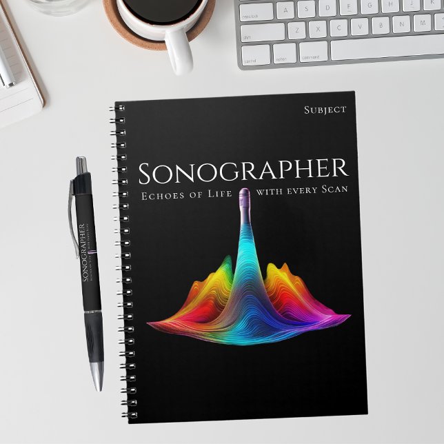 Sonograf-Colorful Ultrasound Vinkarare Anteckningsbok (Sonographer-Colorful Ultrasound Waves Notebook)