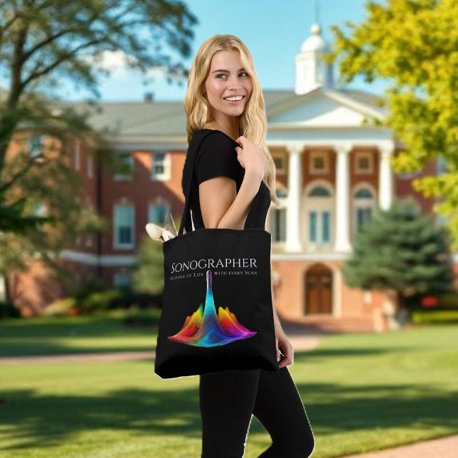 Sonograf-Colorful Ultrasound Vinkarare Tygkasse (Sonographer-Colorful Ultrasound Waves Tote Bag)