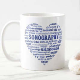 Sonografi Specialitet Blått Hjärta Sonograf Gåva Kaffemugg
