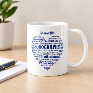 Sonografi Specialitet Blått Hjärta Sonograf Presen Kaffemugg