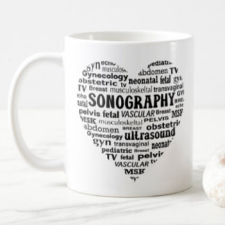 Sonografi Specialitet Svart Hjärta Sonograf Gåva Kaffemugg