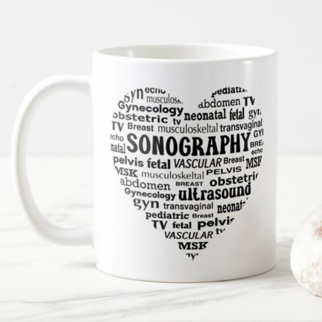 Sonografi Specialitet Svart hjärta Sonograf Presen Kaffemugg (Skapare uppladdad)