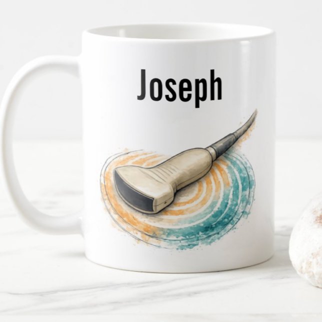 Sonografisond Ljudvågor Anpassad Text Kaffemugg (Skapare uppladdad)