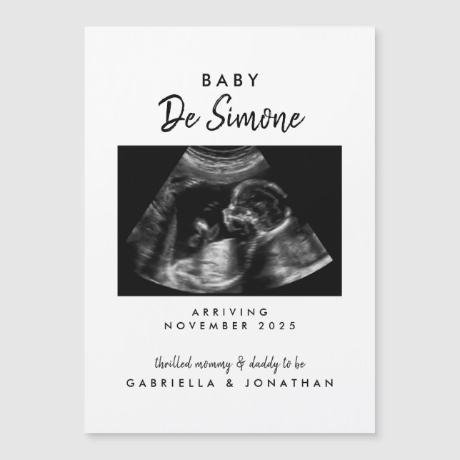 Sonogram Photo Pregnancy Announcement Magnet Card (Framsida)