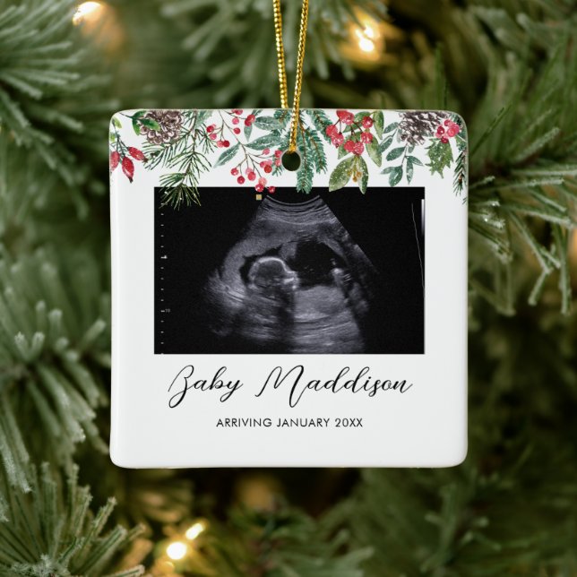 Sonogram Ultrasound Baby Första jul Julgransprydnad Keramik (Träd)