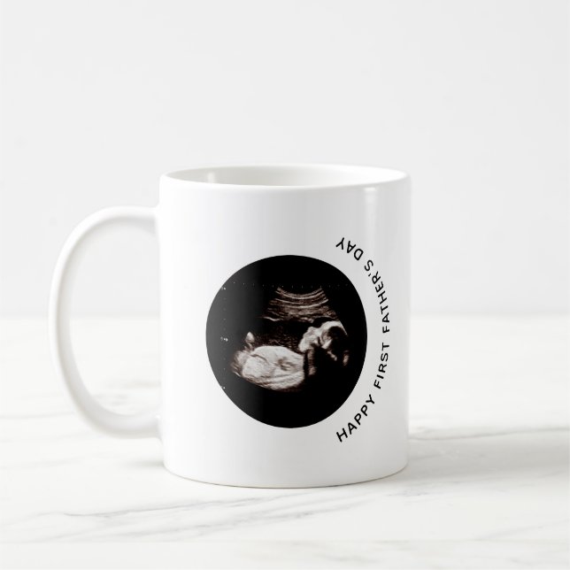 Sonogramfoto från Lycklig första Fars dag Baby Kaffemugg (Vänster)
