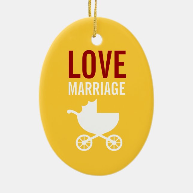 Sonogramprydnad - kärlekgiftermålbarnvagn julgransprydnad keramik (Baksidan)