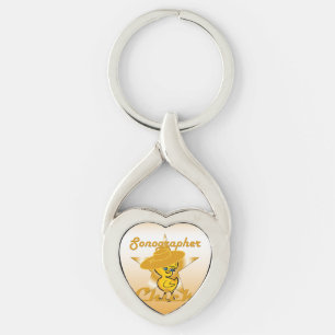 Sonographer-Chick nr 10 Twisted Heart Silverfärgad Nyckelring
