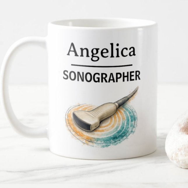 SONOGRAPHER Personalize Name Ultrasound Probe Gift Kaffemugg (Skapare uppladdad)