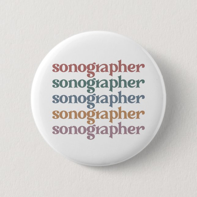 Sonographer Ultrasound Tech Retro Sonographer Gift Knapp (Framsida)