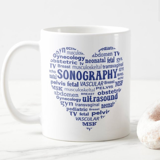 Sonography Specialty Blue Heart Sonographer Gift Kaffemugg (Skapare uppladdad)