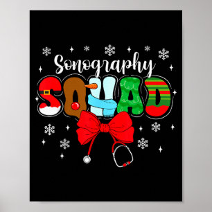 Sonography Squad Böjd Stetoskop Tomte Söt Jul Poster