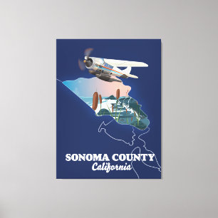 Sonoma County California karta Canvastryck