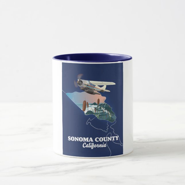 Sonoma County California karta Mugg (Center)