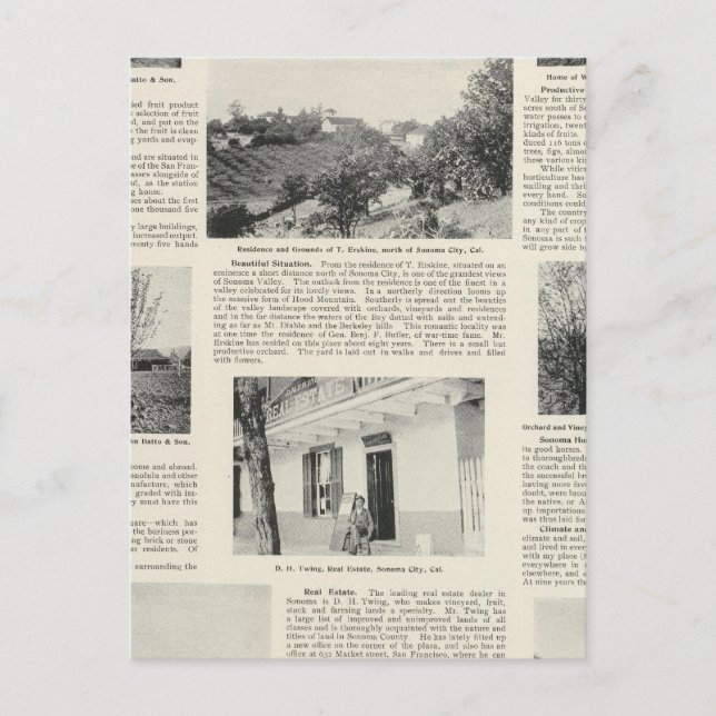 Sonoma Farms, Kalifornien Vykort (Framsida)