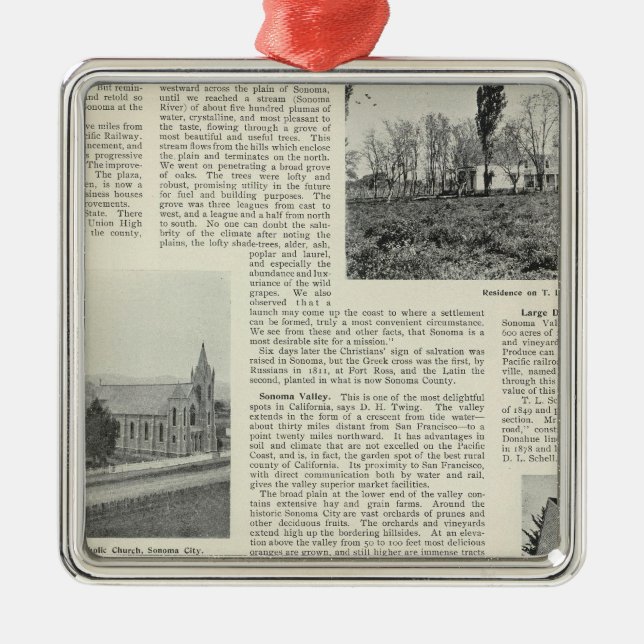 Sonoma Kalifornien Julgransprydnad Metall (Framsidan)