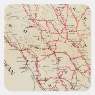 Sonoma, Marin, sjö och Napa län Fyrkantigt Klistermärke