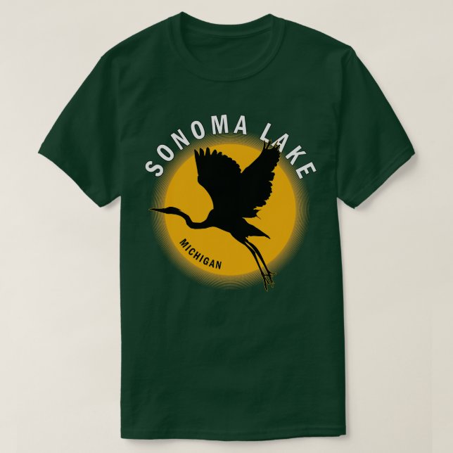Sonoma Sjö i Michigan Heron Sunrise T Shirt (Design framsida)