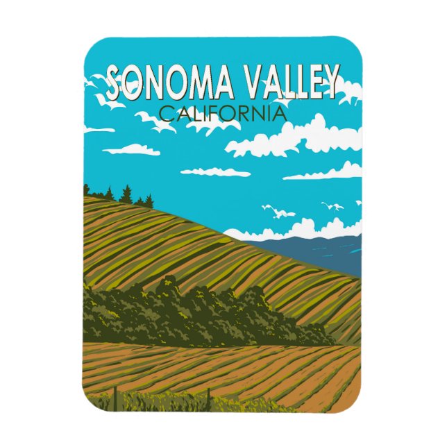 Sonoma Valley California Travel Art Vintage Magnet (Vertikal)