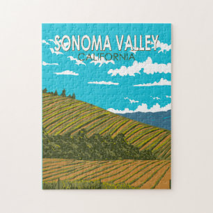 Sonoma Valley California Travel Art Vintage Pussel