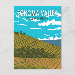 Sonoma Valley California Travel Art Vintage Vykort