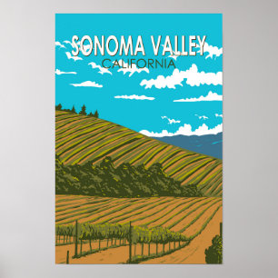 Sonoma Valley Kalifornien Resa Konst Vintage Poster