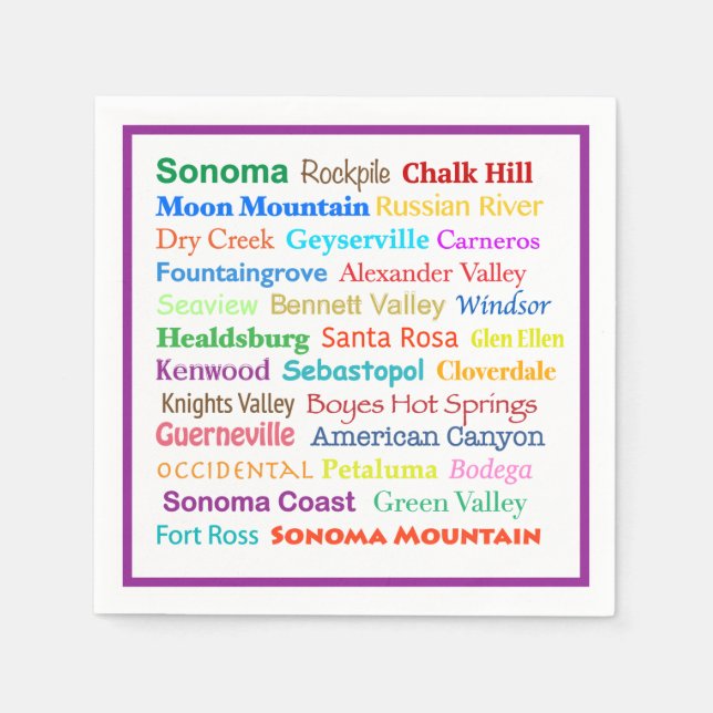 Sonoma Wine Country Servetter (Framsidan)