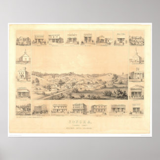Sonora, CA. Panoramisk Karta 1854 (1647A) - återst Poster