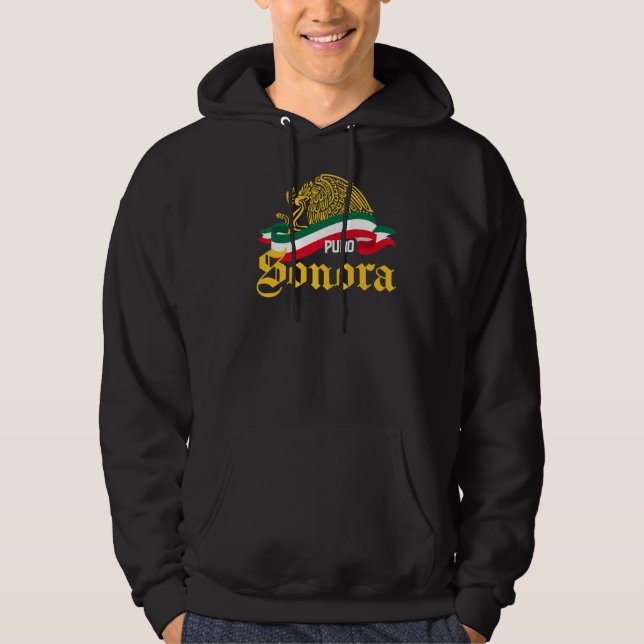 Sonora Mexiko Puro Sonora Gult Eagle Flagga Hoodie (Framsida)