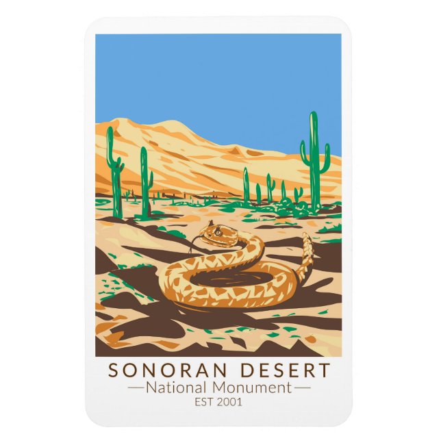 Sonoran Desert National Monument Rattlesnake Retro Magnet (Vertikal)