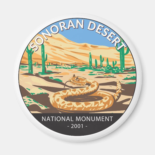 Sonoran Desert National Monument Snake Circle Magnet (Framsidan)