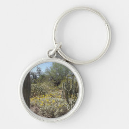 Sonoran Desert Round Keychain Rund Silverfärgad Nyckelring