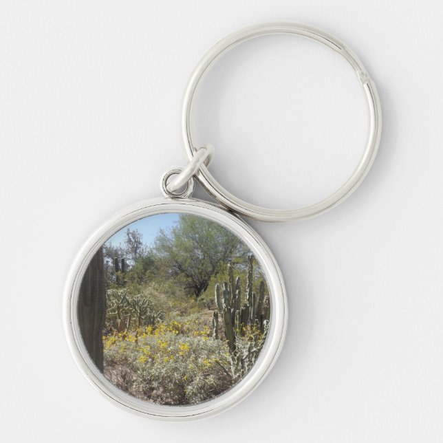 Sonoran Desert Round Keychain Rund Silverfärgad Nyckelring (Framsidan)