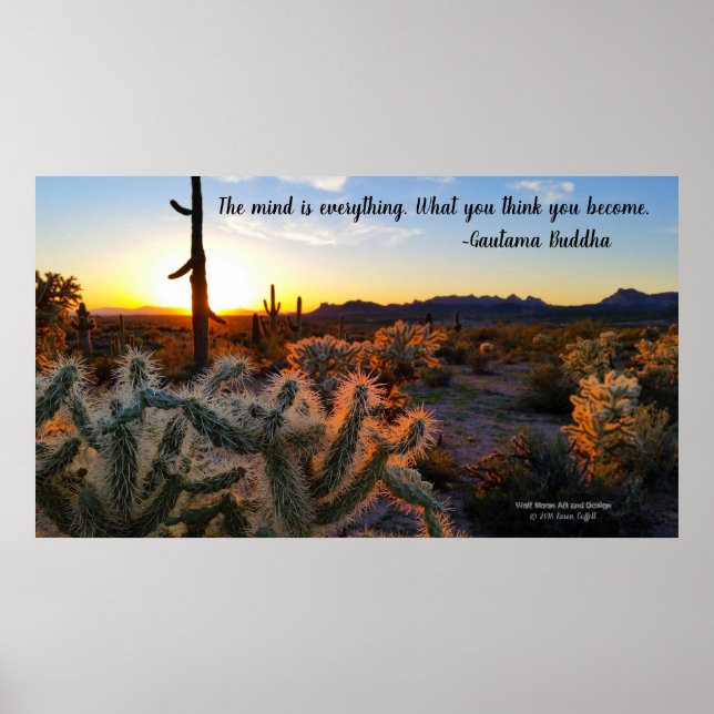 Sonoran Desert sunset Arizona with saguaro cactus Poster (Framsidan)