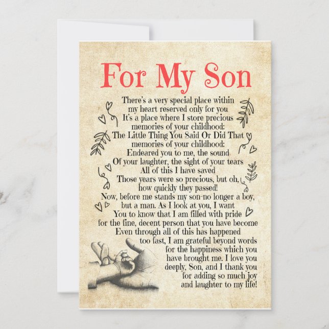 Sonpresent | Till min son tack för att du tillför  Inbjudningar (Framsida)