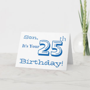 Sons 25th födelsedaghälsning i blått och white. kort