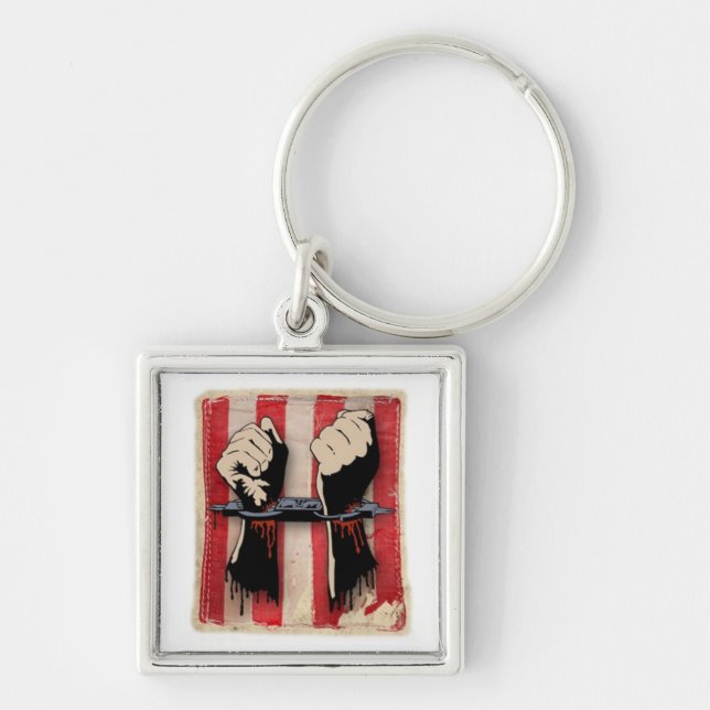 Sons av frihet FJÄTTRAR keychain Fyrkantig Silverfärgad Nyckelring (Framsidan)