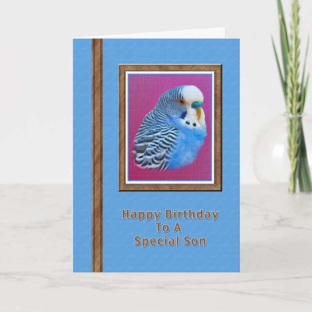 Son's Birthday Card med Blue Parakeet Kort (Framsida)