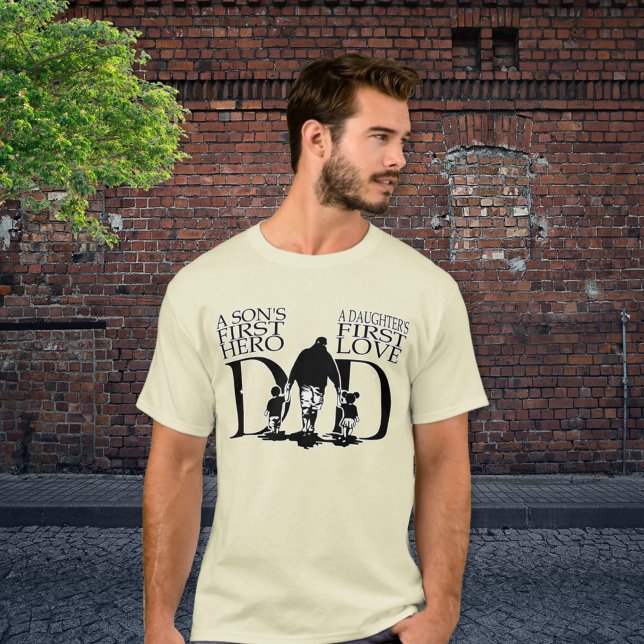 Son's & Dotter's First Hero - PAPPA T Shirt (Skapare uppladdad)