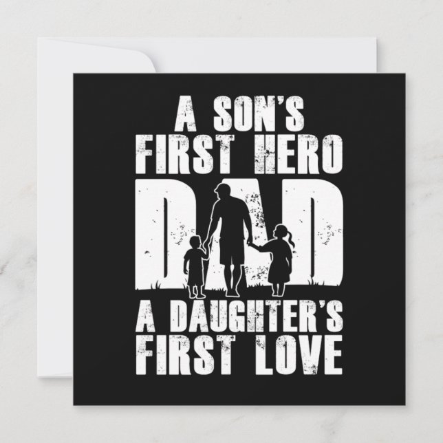 Sons First Hero Dad Daughters First Love Papa Dad  Inbjudningar (Framsida)