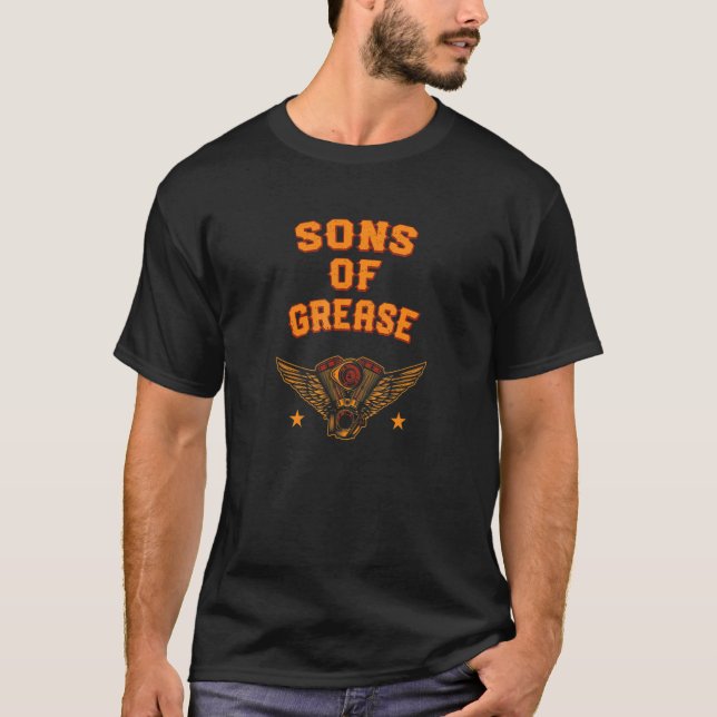 Sons of Grease Mechanic Pappa Jokes Service Slår T Shirt (Framsida)