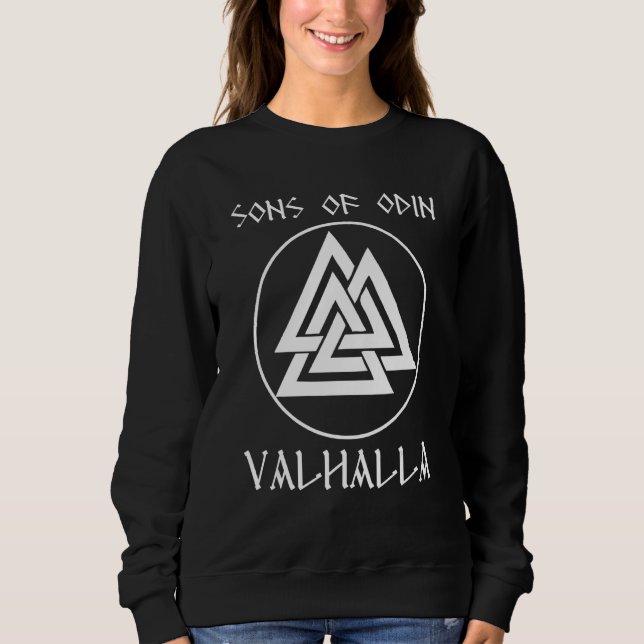 Sons of Odin Valhalla Walhalla Wotan Asgard Vikin T Shirt (Framsida)