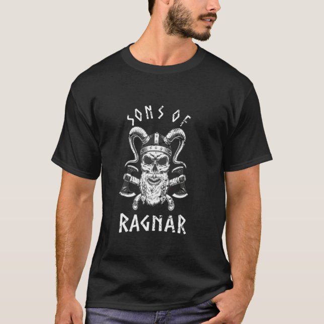 Sons of Ragnar Vikings Quote for Norse Warriars T Shirt (Framsida)