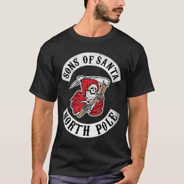 Sons of Santa Patches North Pole Kapitel jul T Shirt (Framsida)