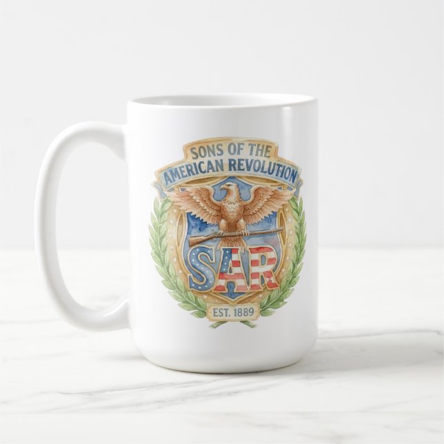 Sons of the American Revolution SAR Est 1889 Stolt Kaffemugg (Vänster)